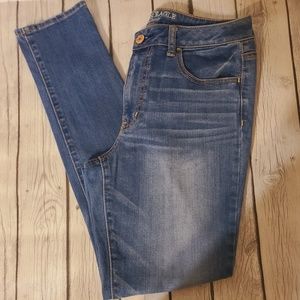 Womens American Eagle Outfitters Denim Blue Jeans Hi-Rise Jegging Size 12 W 32